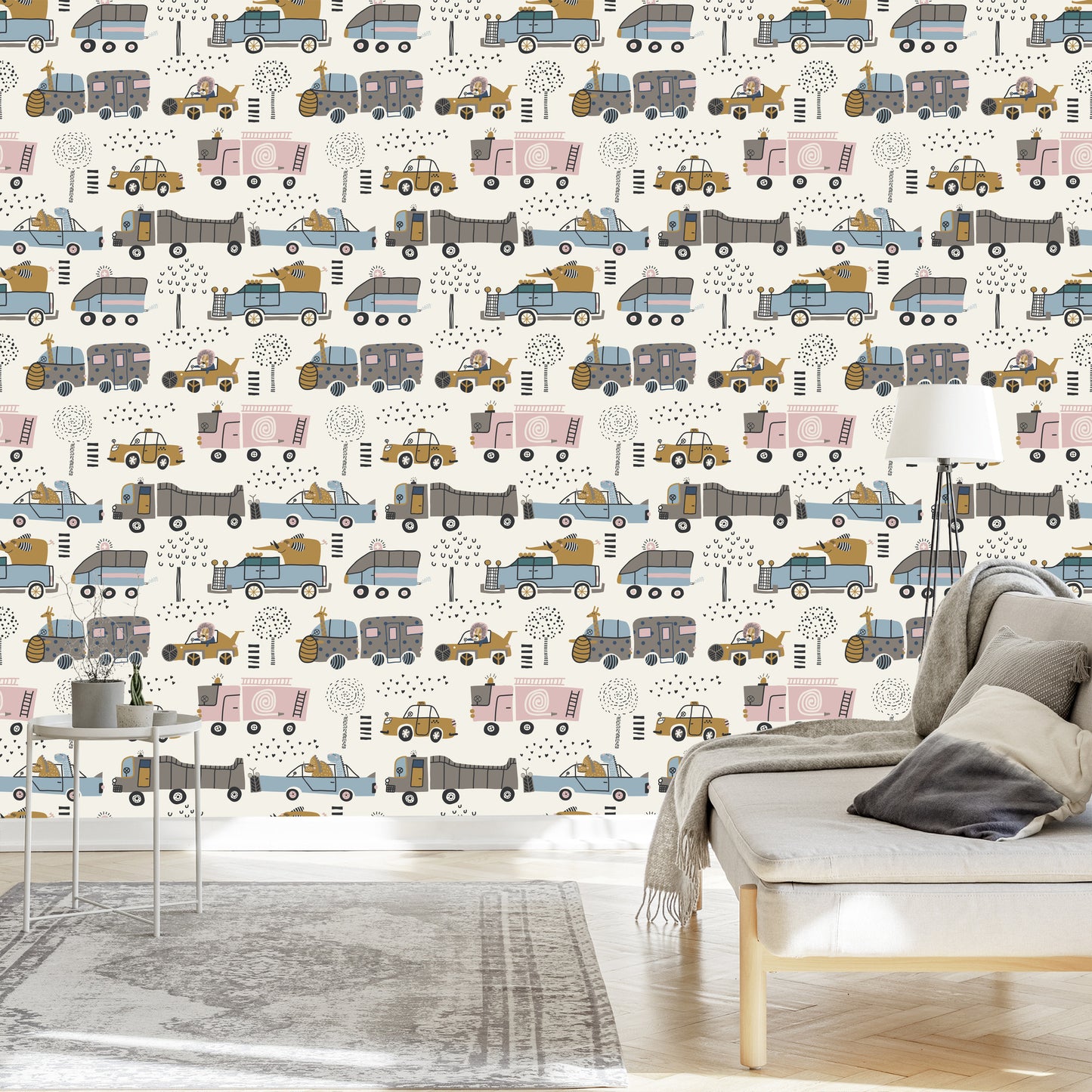 Wallpaper Cars Tree Animals For Baby's Room