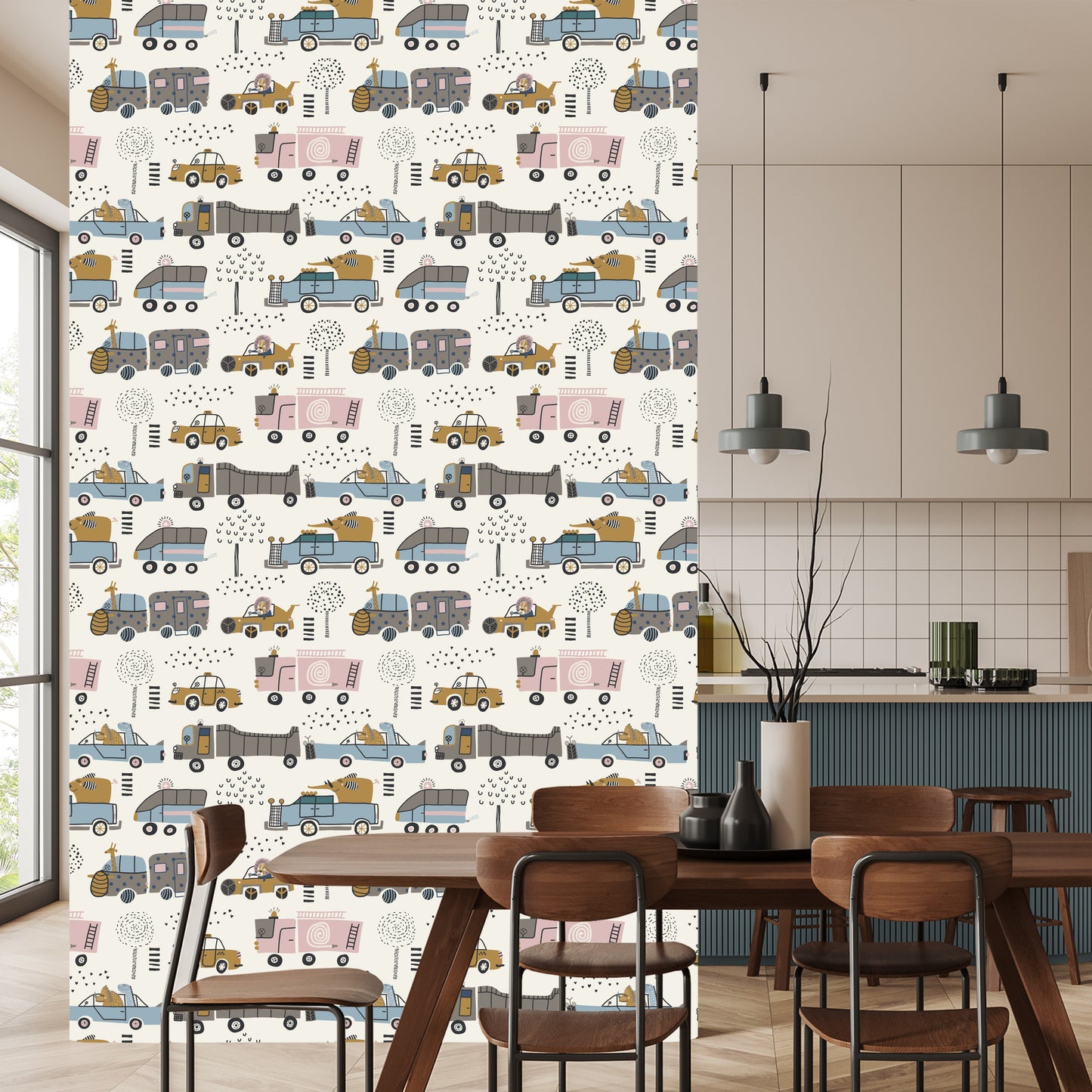 Wallpaper Cars Tree Animals For Baby's Room