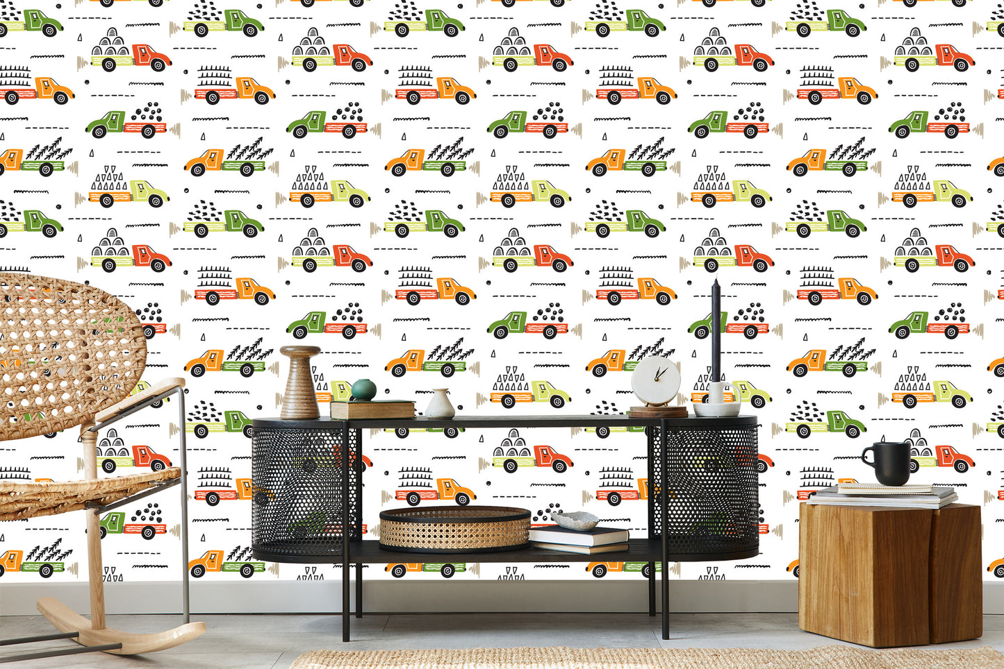 Wallpaper Trees, Trucks, Lorries, Children's Room