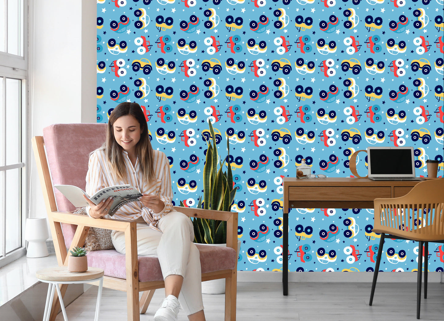 Wallpaper Colorful Star Cars For A Child's Room