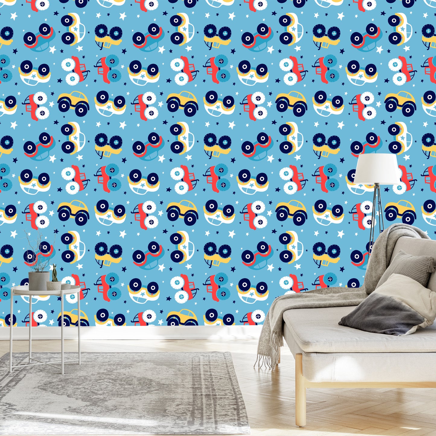 Wallpaper Colorful Star Cars For A Child's Room