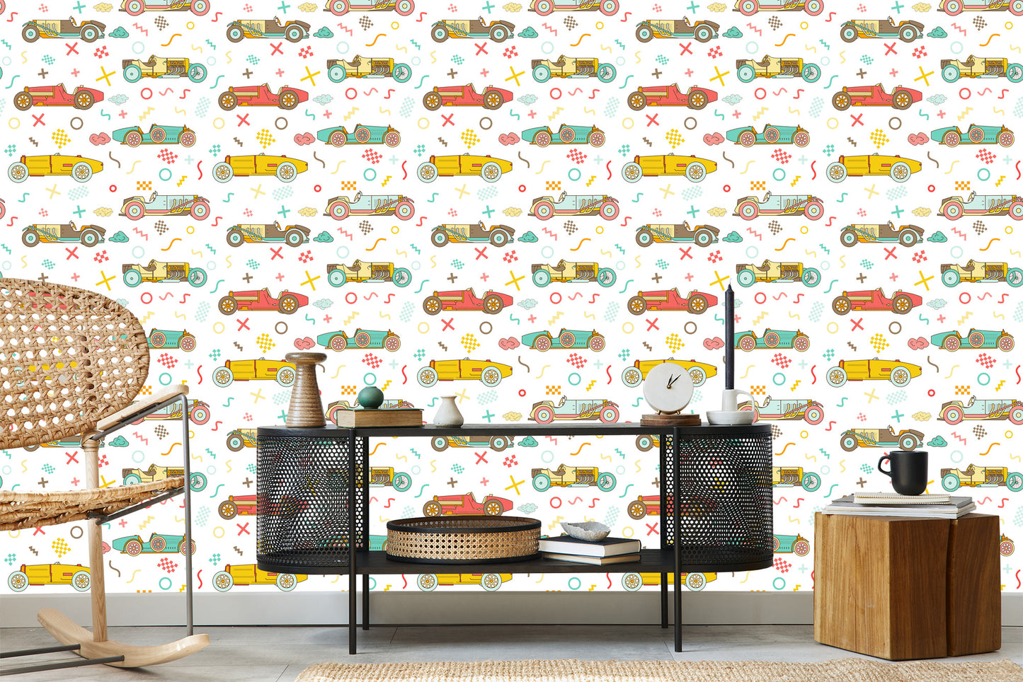 Wallpaper For Children - Vintage Racing Cars