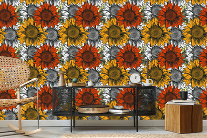 Wallpaper Colorful Sunflowers