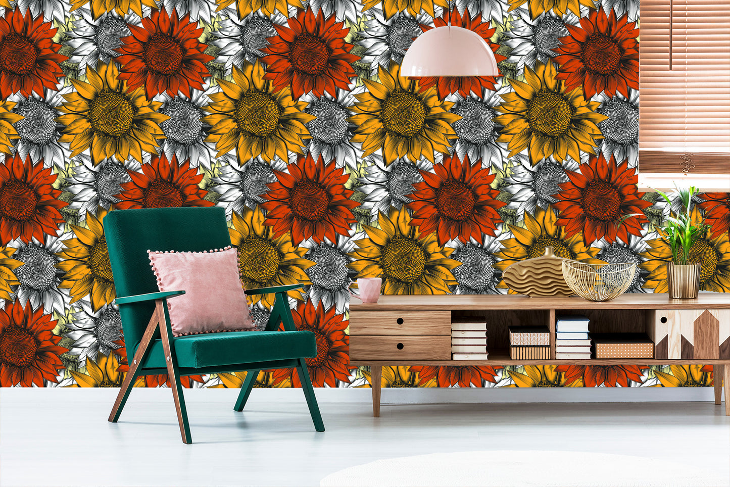 Wallpaper Colorful Sunflowers