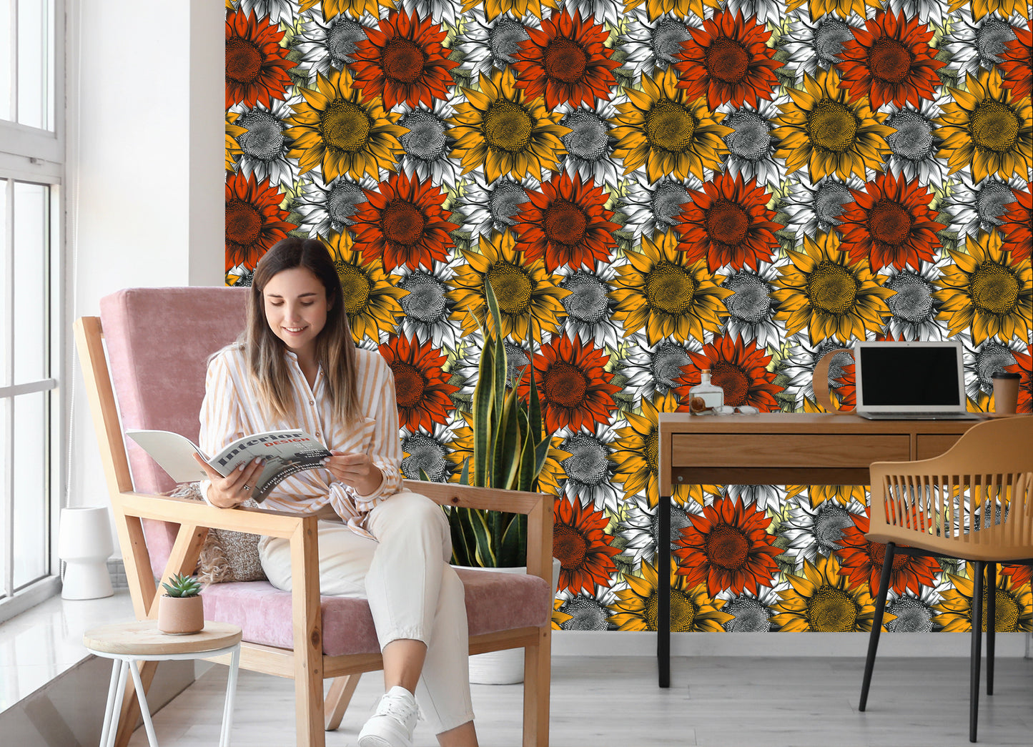 Wallpaper Colorful Sunflowers