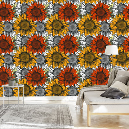 Wallpaper Colorful Sunflowers