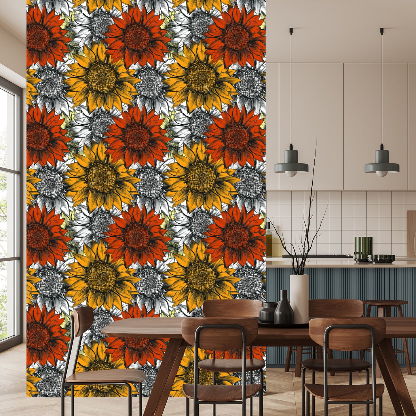 Wallpaper Colorful Sunflowers
