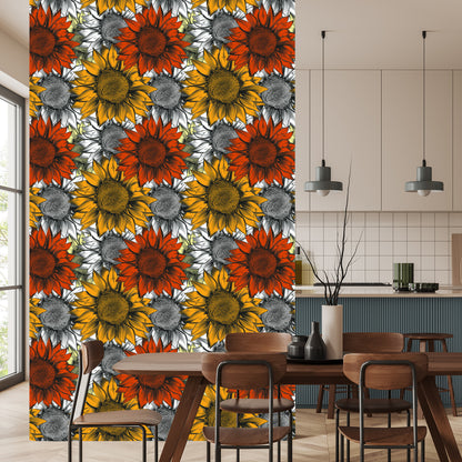Wallpaper Colorful Sunflowers