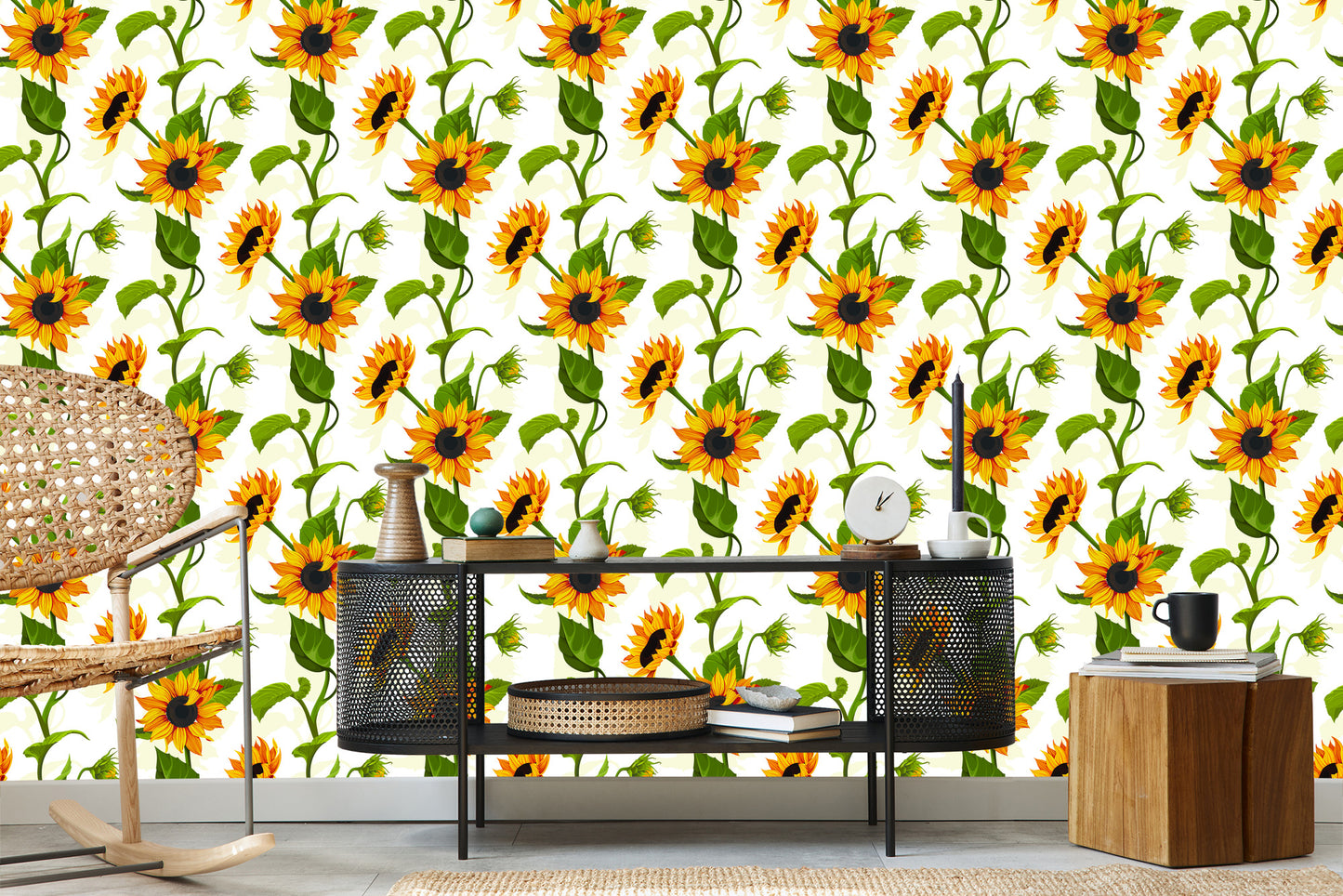 Wallpaper Large Sunflowers With Leaves