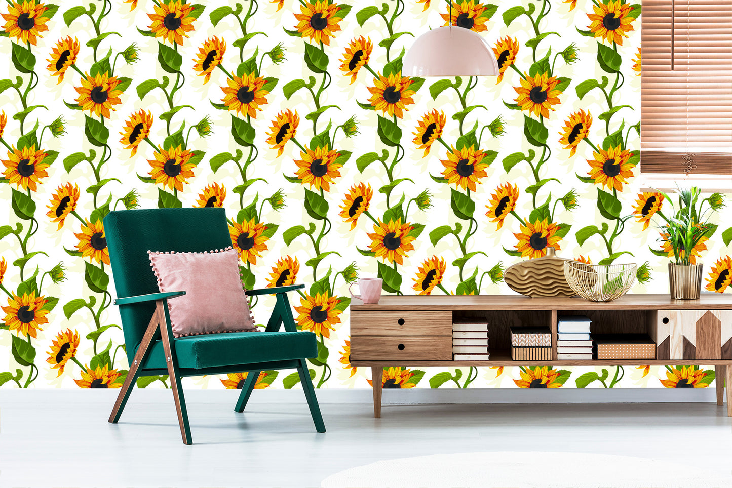 Wallpaper Large Sunflowers With Leaves