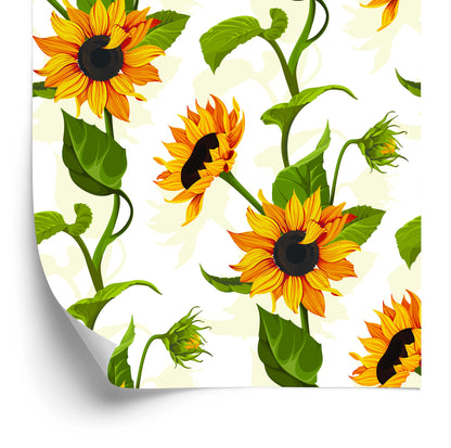 Wallpaper Large Sunflowers With Leaves