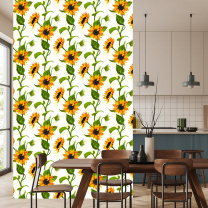 Wallpaper Large Sunflowers With Leaves