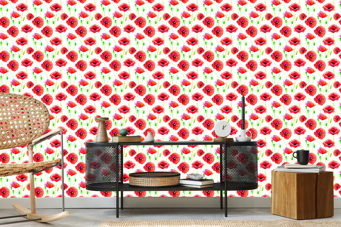 Wallpaper Painted Poppies