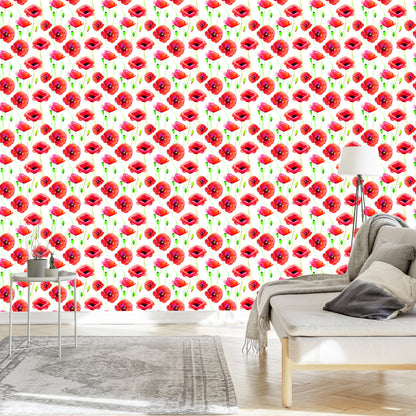 Wallpaper Painted Poppies