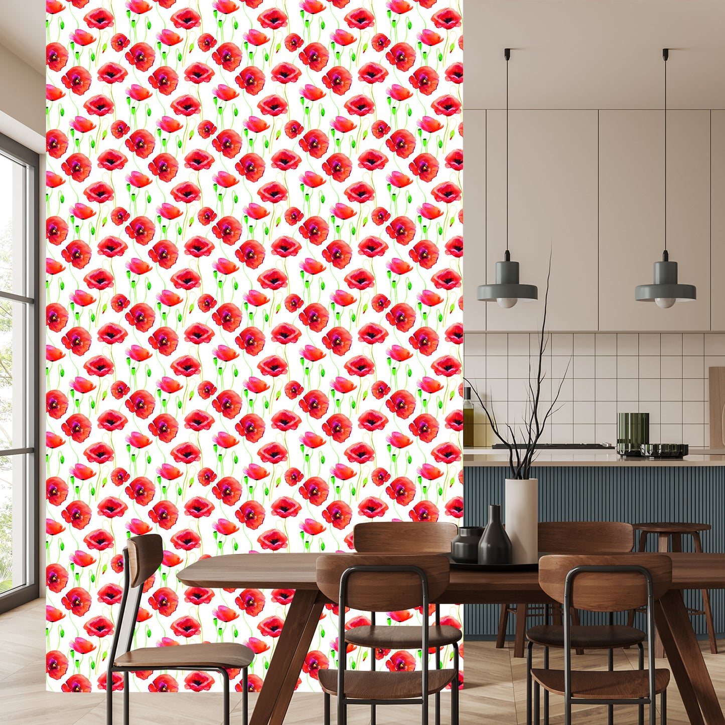 Wallpaper Painted Poppies