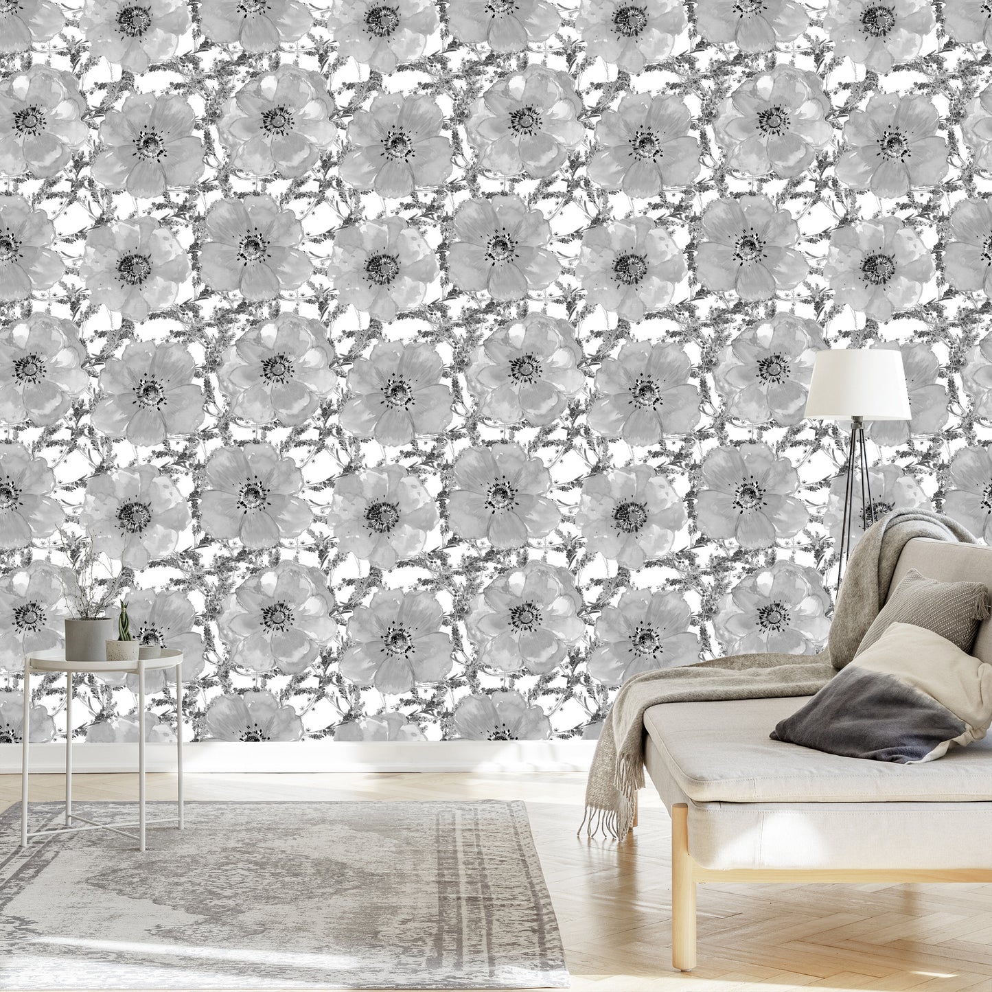 Wallpaper Black And White Poppies