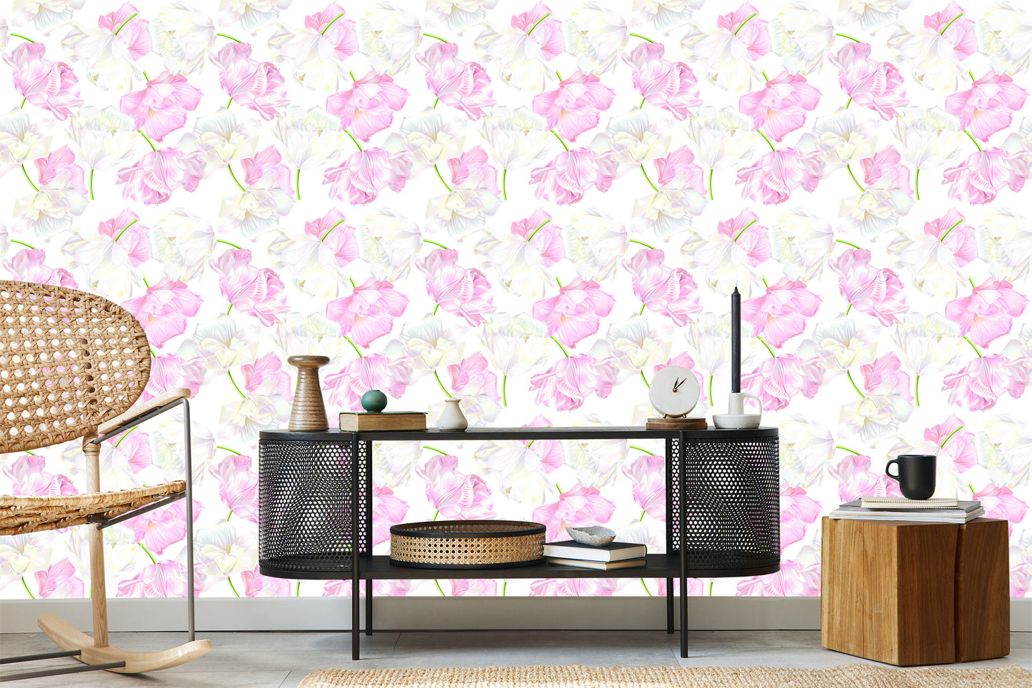 Wallpaper Pink And White Tulips