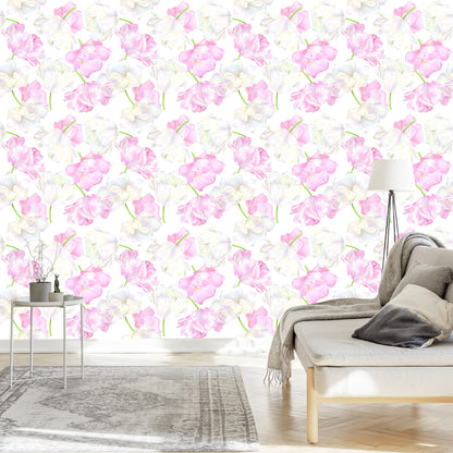 Wallpaper Pink And White Tulips