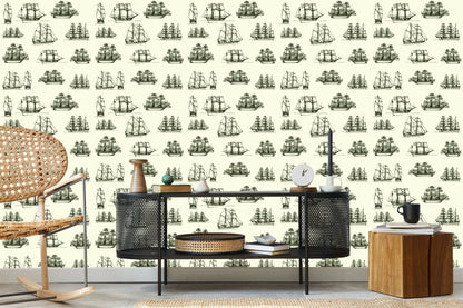 Wallpaper Sketches Of Historic Ships
