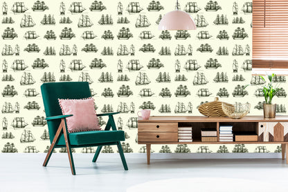 Wallpaper Sketches Of Historic Ships