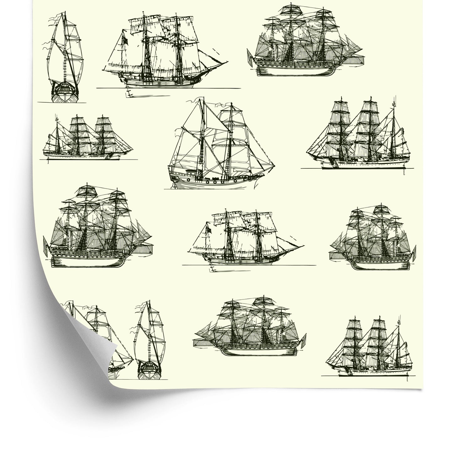Wallpaper Sketches Of Historic Ships