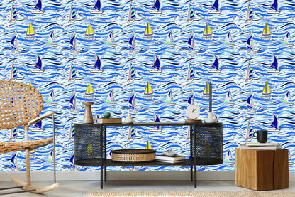 Wallpaper Colorful Sailboats On The Waves