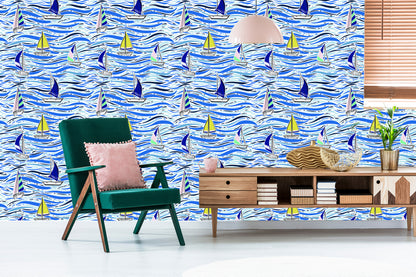 Wallpaper Colorful Sailboats On The Waves