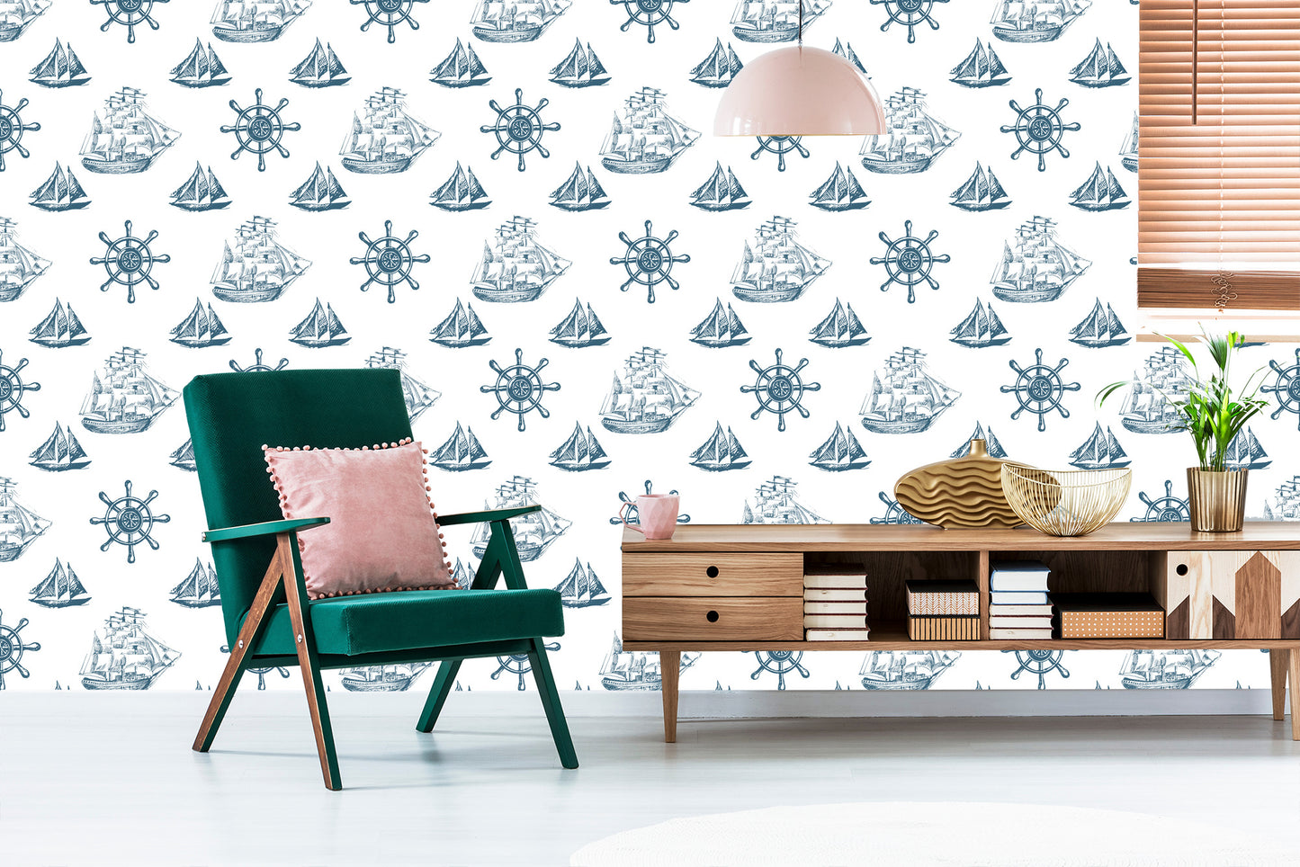 Wallpaper Sailing Ships In Vintage Style