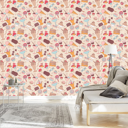 Wallpaper Sweets In Pastel Colors
