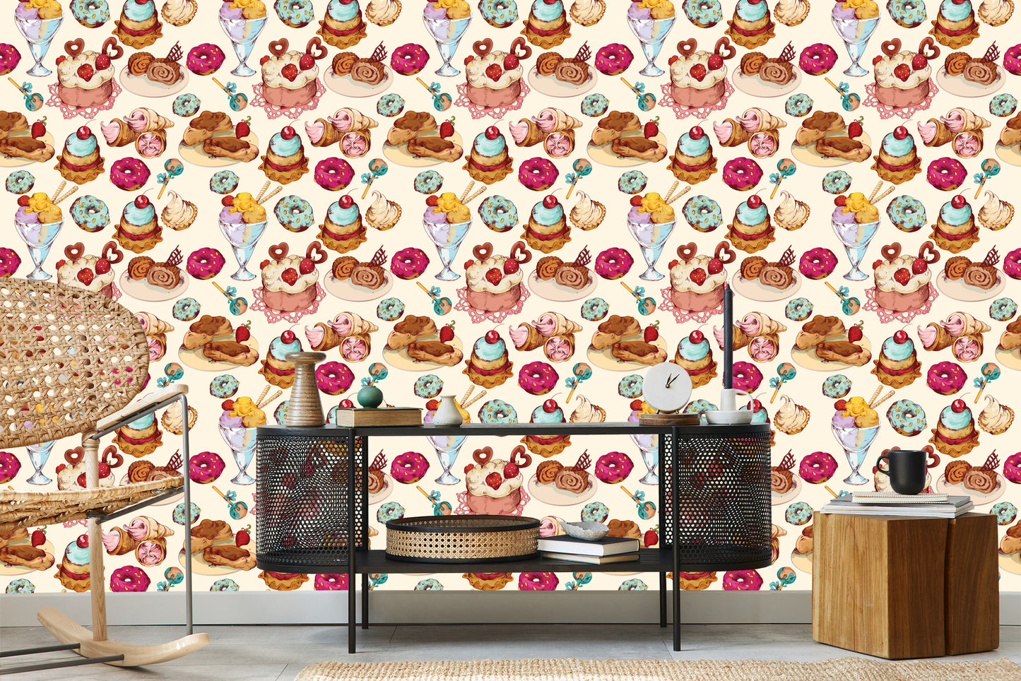 Wallpaper Sweets In Vintage Style