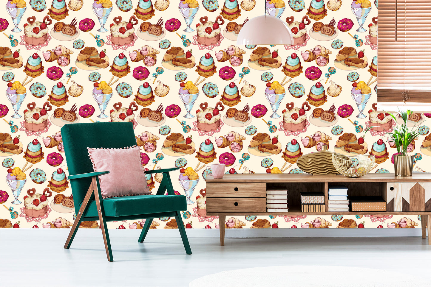 Wallpaper Sweets In Vintage Style