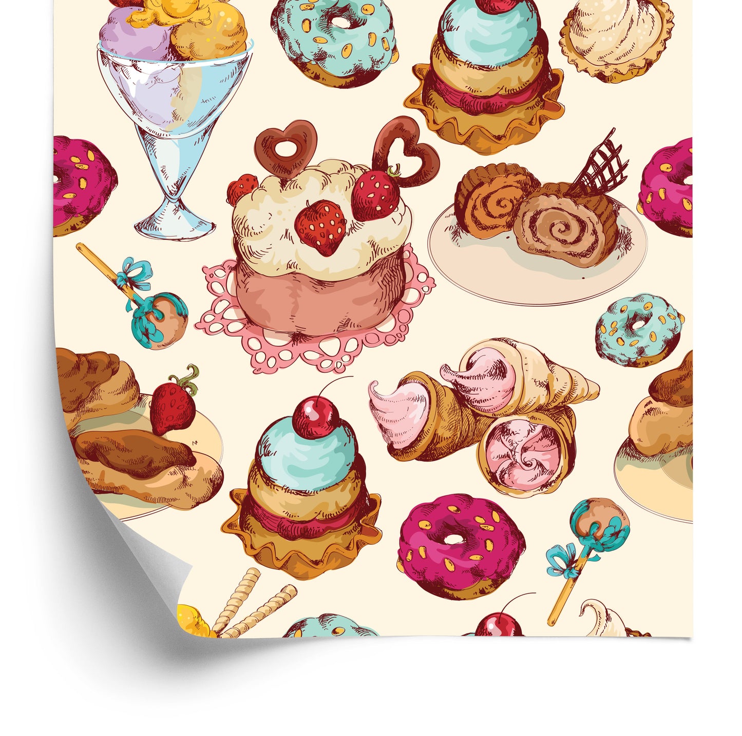 Wallpaper Sweets In Vintage Style