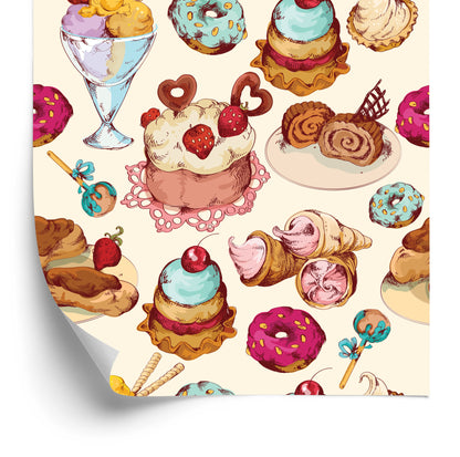 Wallpaper Sweets In Vintage Style