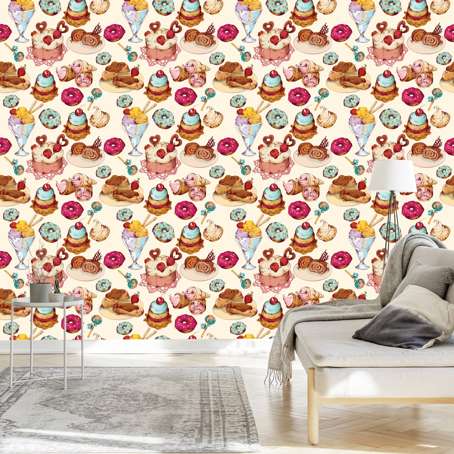 Wallpaper Sweets In Vintage Style