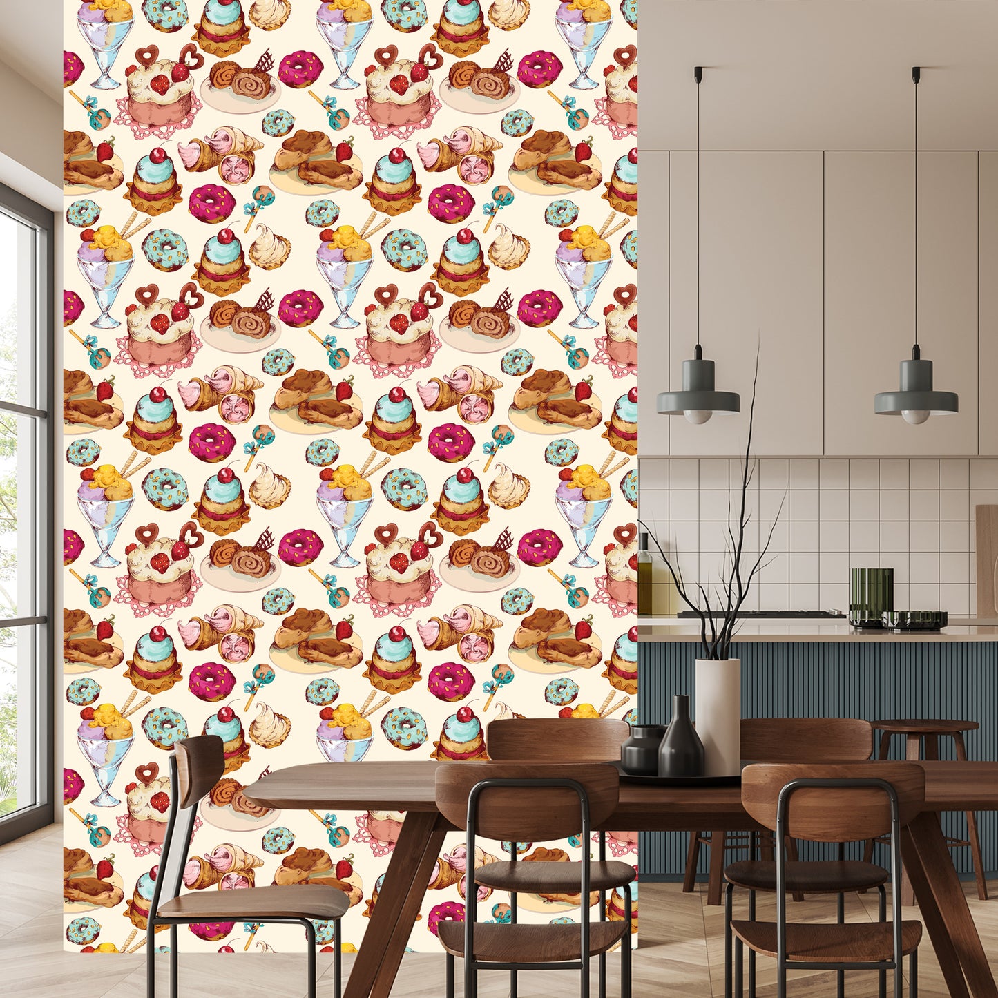 Wallpaper Sweets In Vintage Style