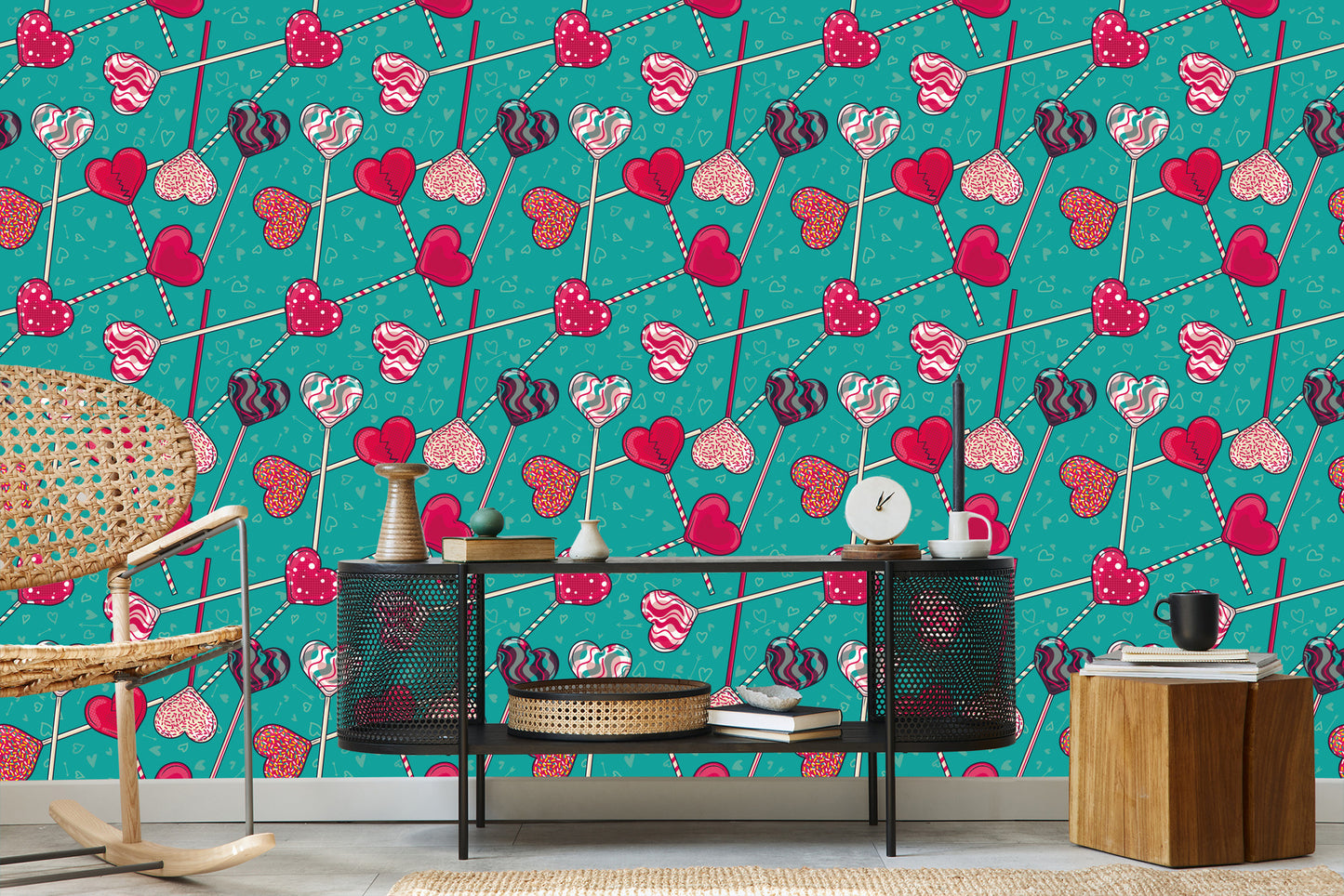 Wallpaper Colorful Lollipops With Patterns