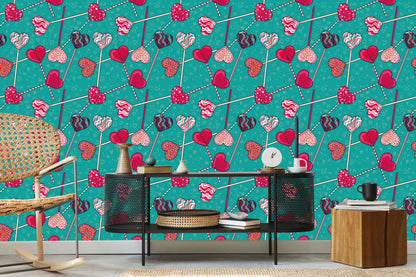Wallpaper Colorful Lollipops With Patterns