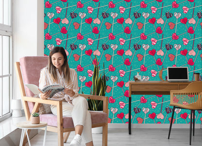 Wallpaper Colorful Lollipops With Patterns
