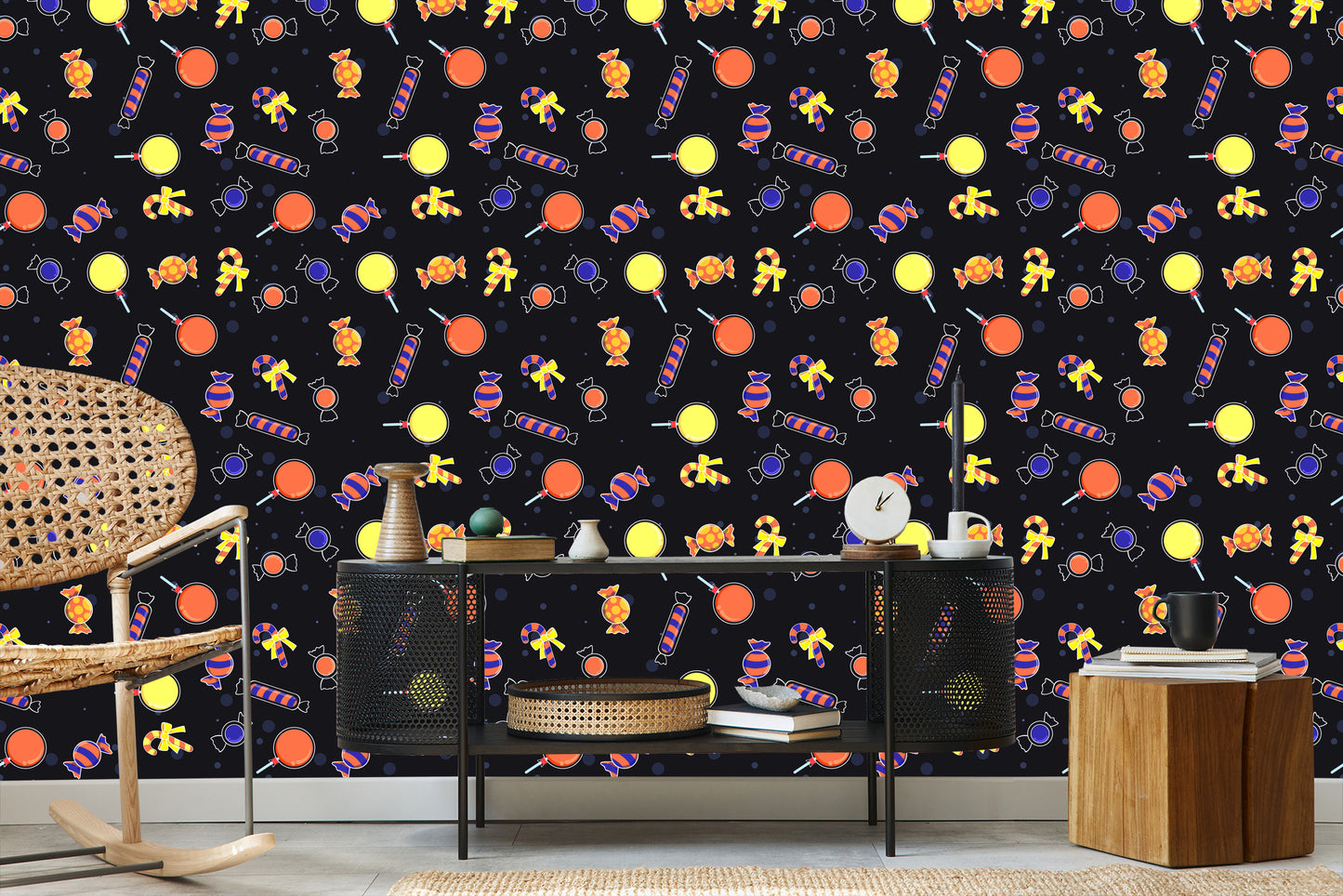 Wallpaper Colorful Candies For Halloween