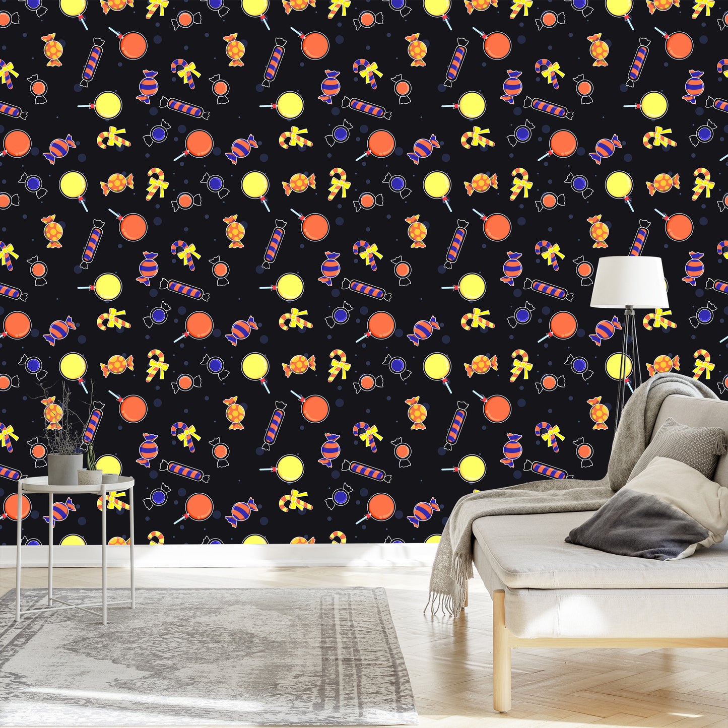 Wallpaper Colorful Candies For Halloween