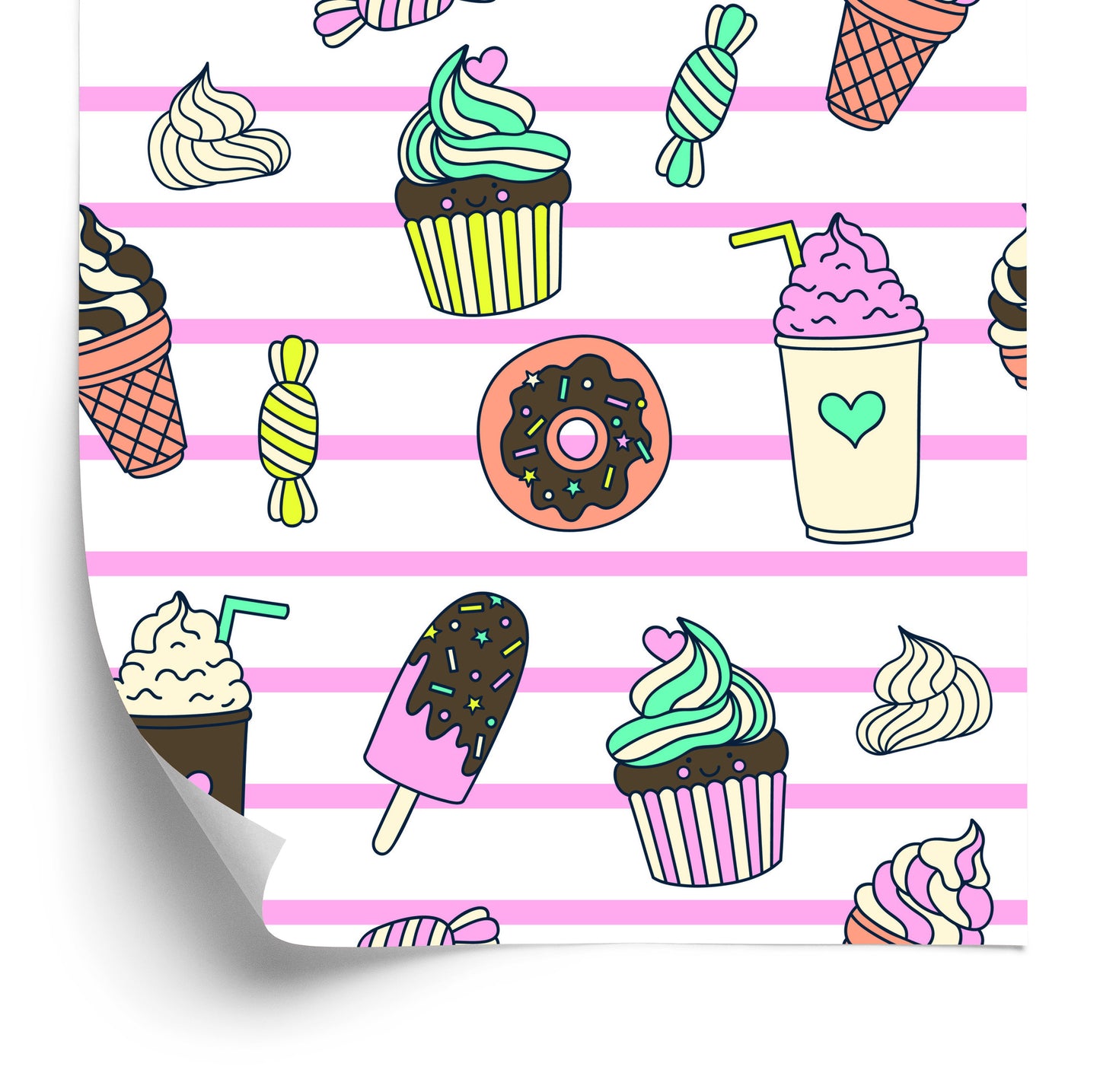 Wallpaper Sweets On A Striped Background