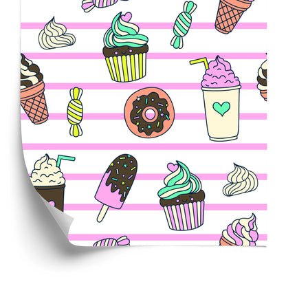 Wallpaper Sweets On A Striped Background