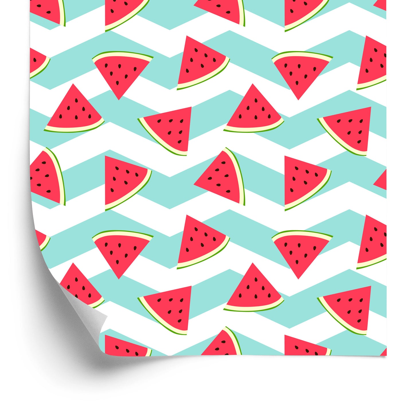 Wallpaper For Children - Watermelons On A White - Turquoise Background