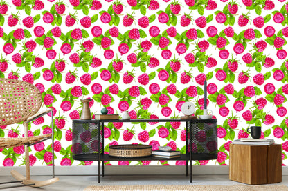 Wallpaper For The Kitchen - Juicy Raspberries