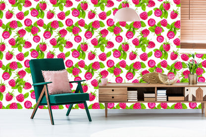 Wallpaper For The Kitchen - Juicy Raspberries