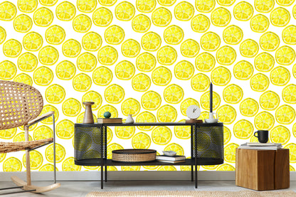 Wallpaper Lemon Fruit For Dining Kitchen