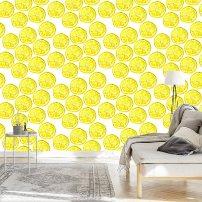 Wallpaper Lemon Fruit For Dining Kitchen