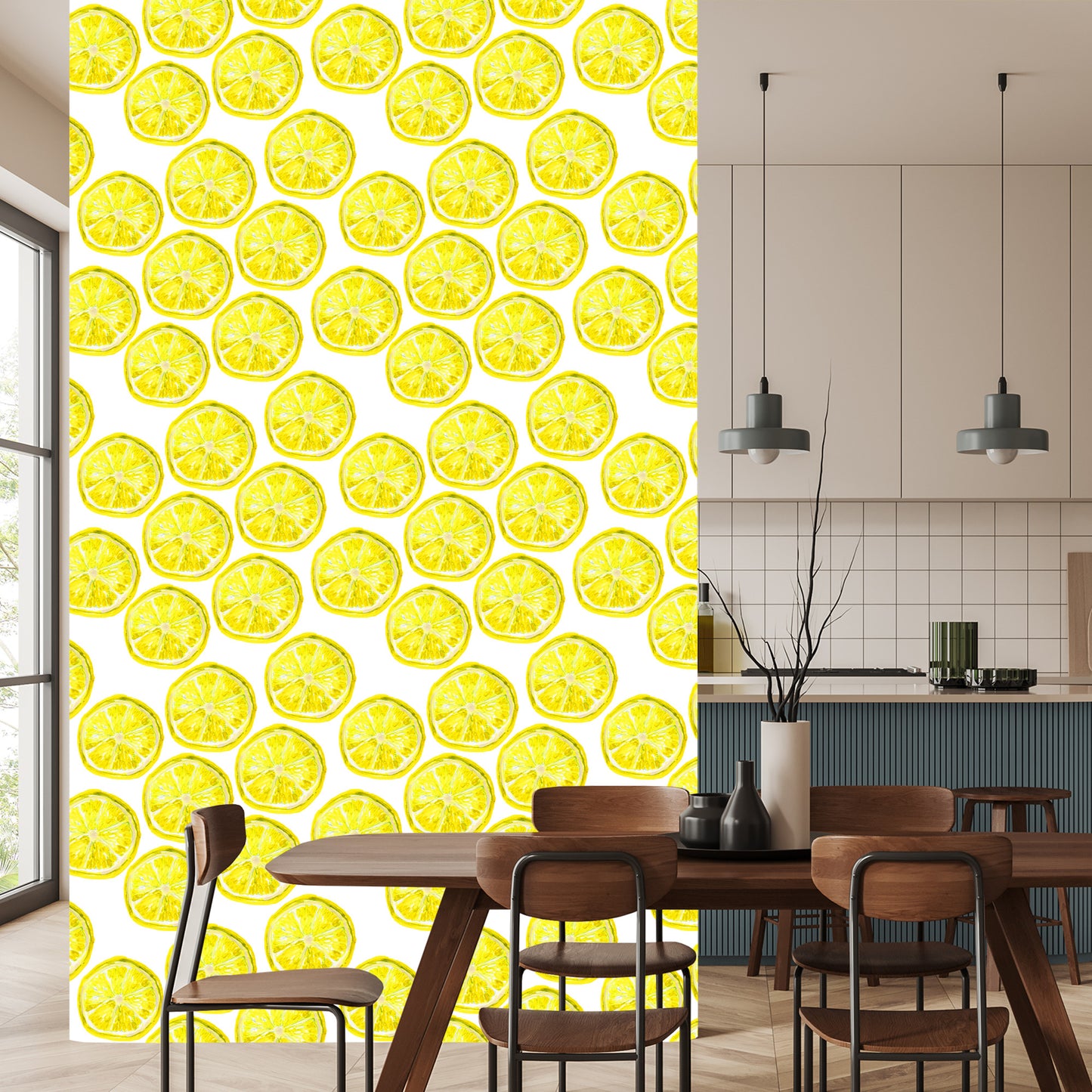 Wallpaper Lemon Fruit For Dining Kitchen