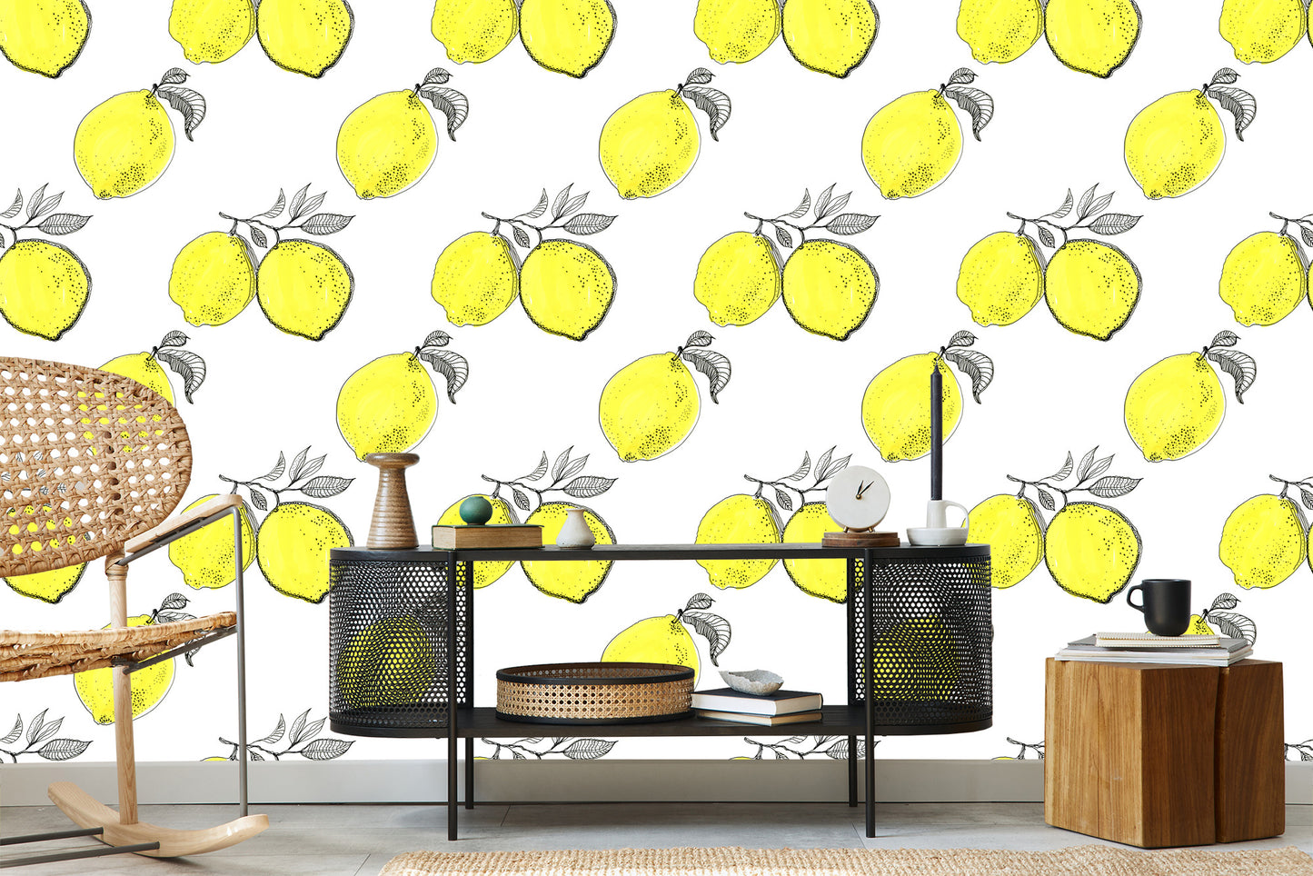 Wallpaper Lemon Fruit Leaves For The Kitchen