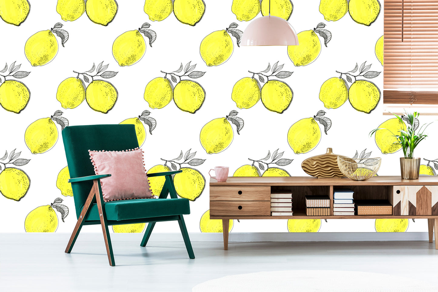 Wallpaper Lemon Fruit Leaves For The Kitchen